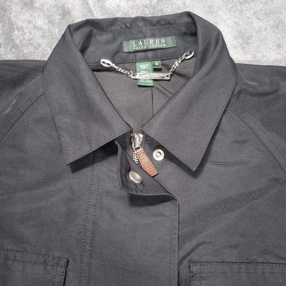 Lauren Ralph Lauren Women's Full Zip Coat Jacket Size M Leather Trim Casual - Picture 5 of 12